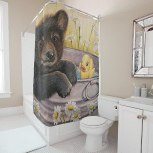 Cortina De Ducha Cubo de oso negro Lavabo Baño Ducha Agua Arte