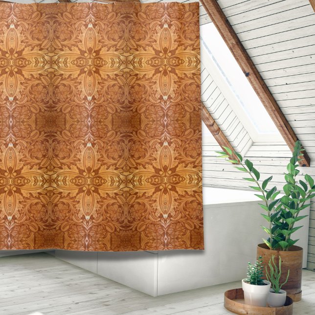 Cortina De Ducha cuero de vaquero rústico occidente (rustic western country cowboy tooled leather shower curtain)