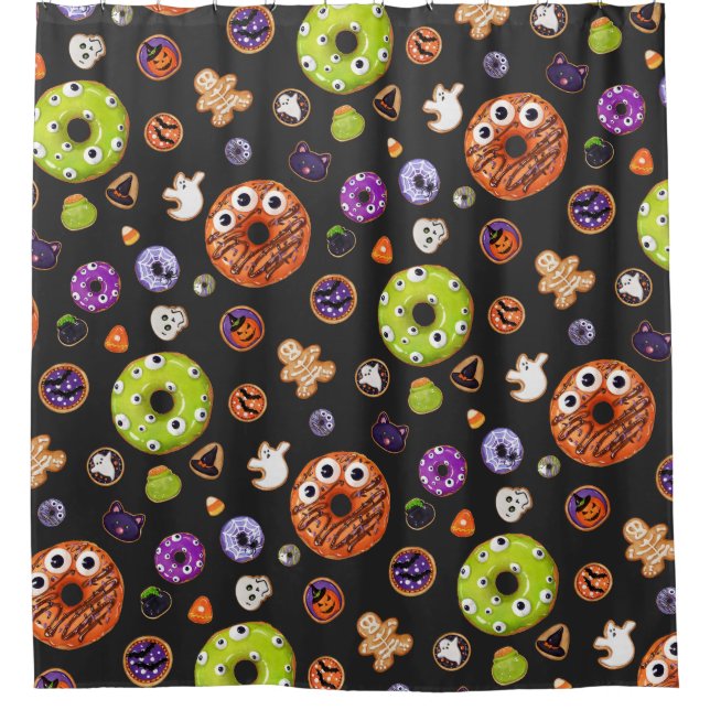 Cortina De Ducha Cuidada Halloween Spookie Cookie Calabaza Araña Fa (Anverso)