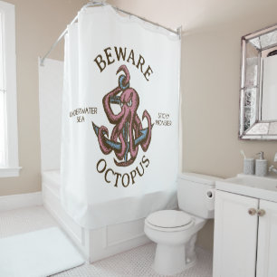 Cortina De Ducha Cuidado Octopus Nautical Creature Tentacle Monstru