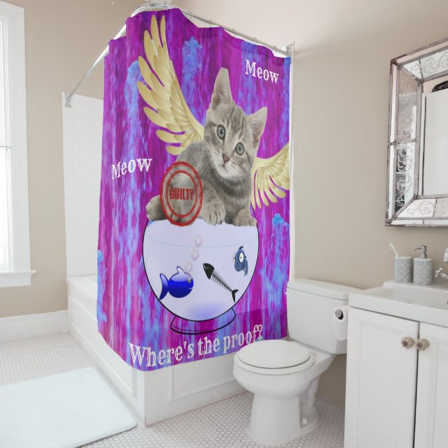 Cortina de ducha Culpable Gato de gatitos (In situ)