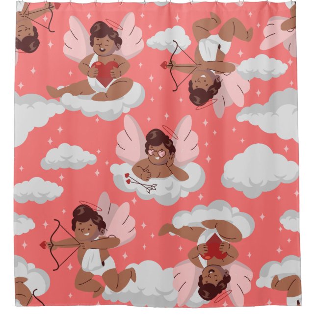 Cortina De Ducha cupid black cherub angel valentines (Anverso)