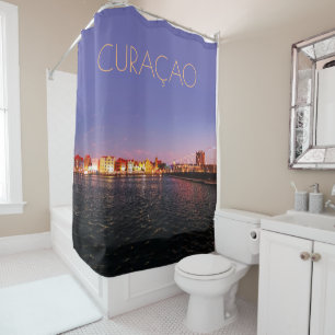 Cortina De Ducha Curaçao en la noche sin el texto (personalizable)