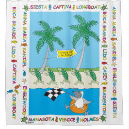 Cortina De Ducha Curva de ducha de las playas de la tortuga