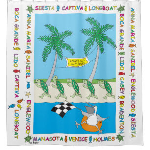 Cortina De Ducha Curva de ducha de las playas de la tortuga
