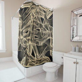 Cortina De Ducha Curvas en cinta beige, líneas de relieve contrasta