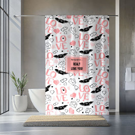 Cortina De Ducha Custom Love Gift Shower Curtain Hand Drawn Hearts