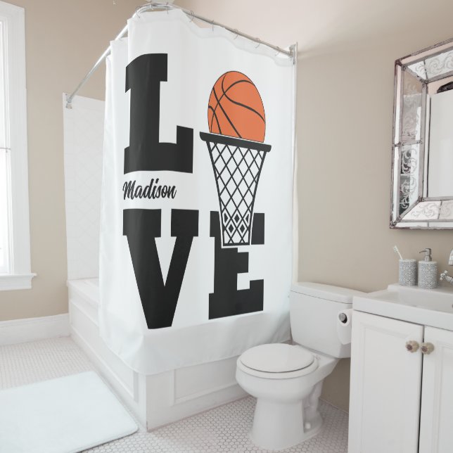Cortina De Ducha Custom Name Basketball Love (In situ)