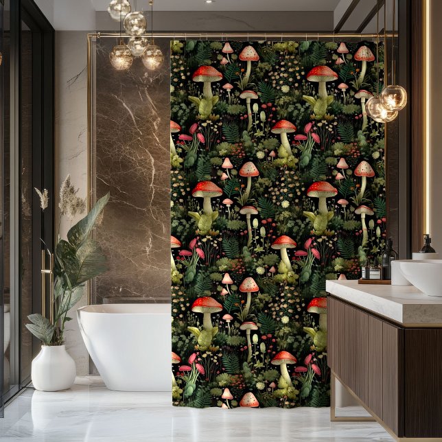 Cortina De Ducha Custom Nature Shower Curtain Mushrooms & Moss (Custom Nature Shower Curtain Mushrooms & Moss)