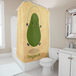 Cortina De Ducha Cute aguacate salto cuerda personalizado ilustraci