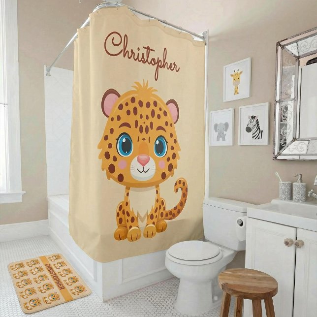 Cortina De Ducha Cute Baby Leopard Safari Animal Kids (Subido por el creador)