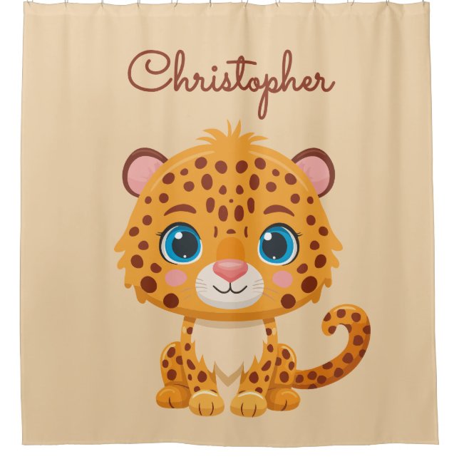 Cortina De Ducha Cute Baby Leopard Safari Animal Kids (Anverso)