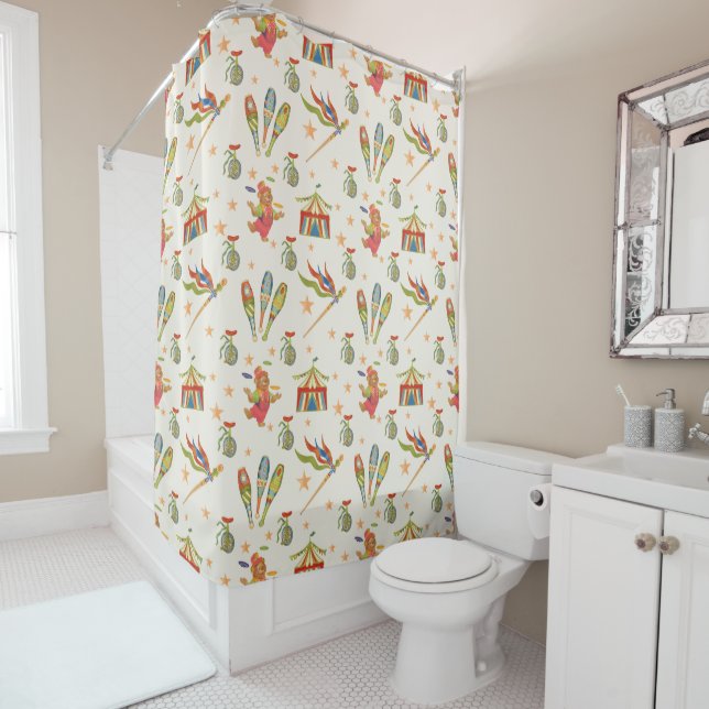 Cortina De Ducha Cute Circus Bear Shower Curtain (In situ)