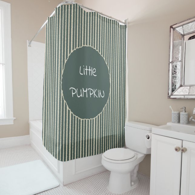 Cortina De Ducha Cute Dark Green Stripes Shower Curtain (In situ)