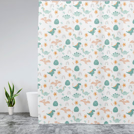 Cortina De Ducha Cute Dino Adventure Pattern Niños Baño Decoración