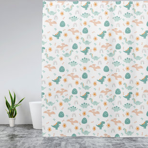Cortina De Ducha Cute Dino Adventure Pattern Niños Baño Decoración