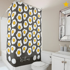 Cortina De Ducha Cute Family Name Fried Eggs Pattern Breakfast 