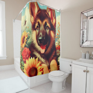 Cortina De Ducha Cute German Shepherd Pinting