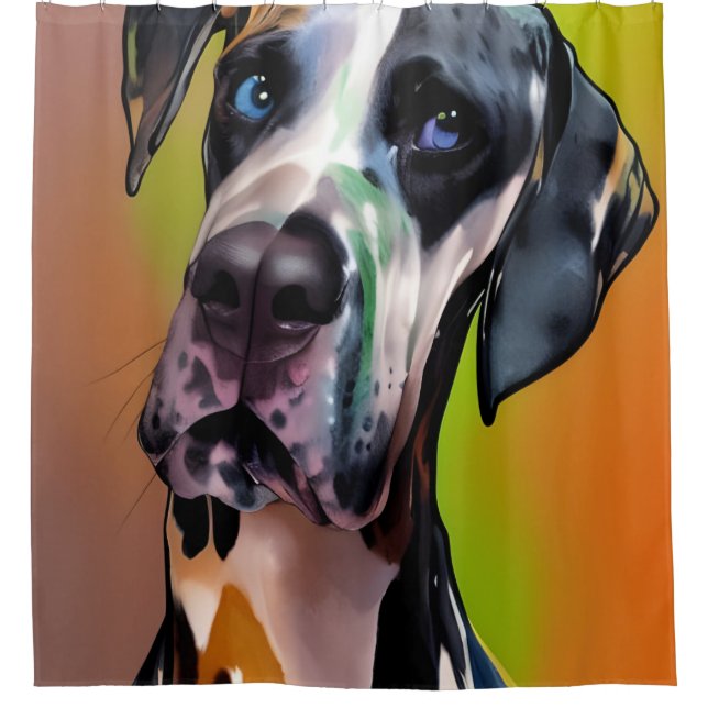 Cortina De Ducha Cute Harlequin Great Dane (Anverso)