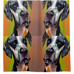Cortina De Ducha Cute Harlequin Great Dane