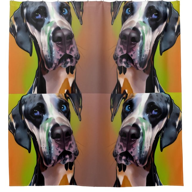 Cortina De Ducha Cute Harlequin Great Dane (Anverso)