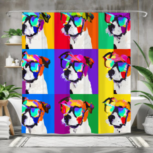 Cortina De Ducha Cute Jack Russell Terriers al estilo del arte pop