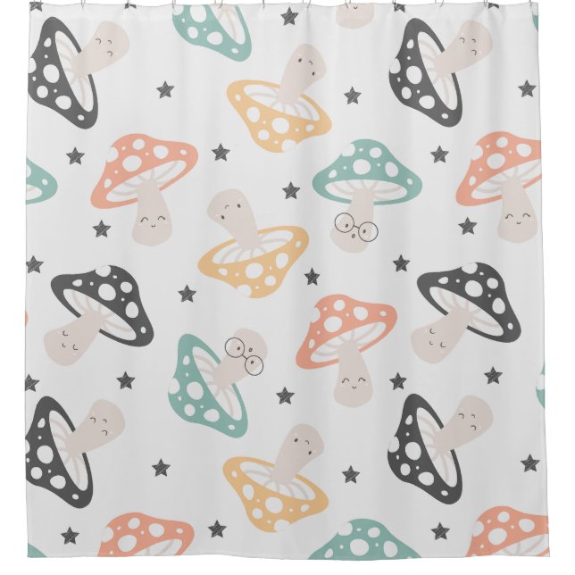 Cortina De Ducha Cute Kawaii Hongo (Anverso)