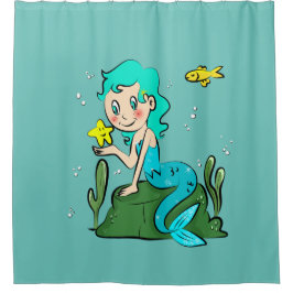 Cortina De Ducha Cute Personalizado Mermaid