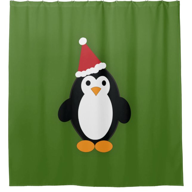 Cortina De Ducha Cute Santa Penguin (Anverso)