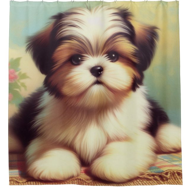 Cortina De Ducha Cute Shih-Tzu Pintando (Anverso)
