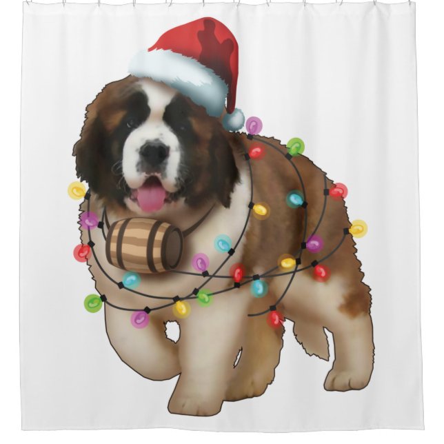 Cortina De Ducha Cute St. Bernard Dog Funny Xmas Holiday Gift (Anverso)