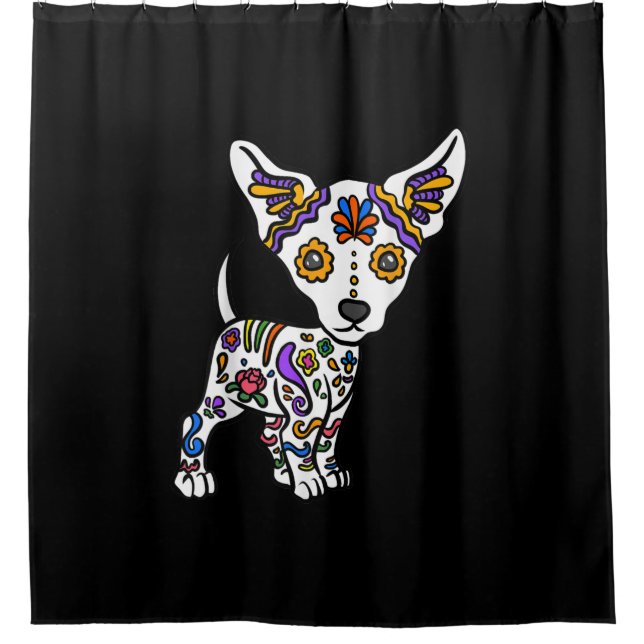 Cortina De Ducha Cute Sugar Skull Chihuahua (Anverso)