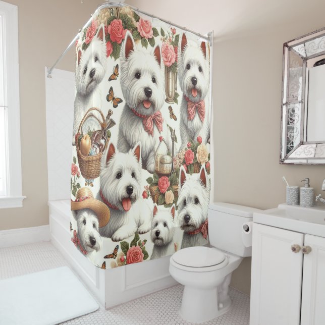 Cortina De Ducha Cute West Highland White Terrier Seamless (In situ)