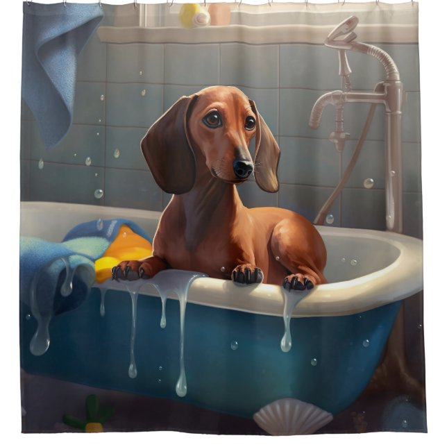 Cortina De Ducha Dachshund Bathtime Fun (Anverso)