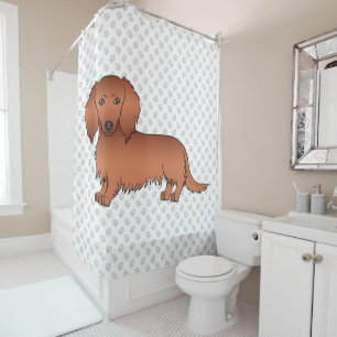 Cortina De Ducha Dachshund Pelirrojo Pelo Largo Perro De Dibujos An