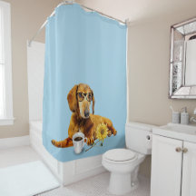 Cortina de ducha Dachshund Roja