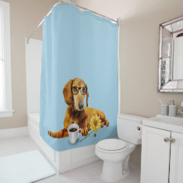 Cortina de ducha Dachshund Roja