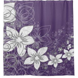 Cortina De Ducha Dainty Floral Scroll en ciruela
