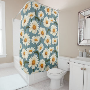 Cortina De Ducha Daisies en azul