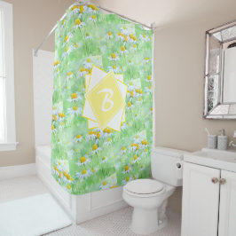 Cortina De Ducha Daisies Frescos y Sencillos Monogramables