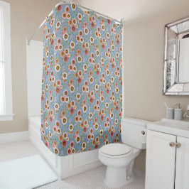 Cortina De Ducha Daisy Floral Moderna en Azul