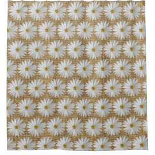 Cortina De Ducha Daisy Flowers Burlap