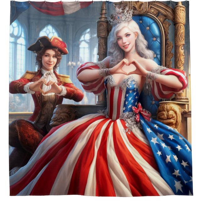 Cortina De Ducha Dama Americana con Manos de Corazón (Anverso)