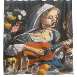 Cortina De Ducha Dama y guitarra