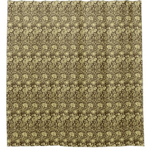 Cortina De Ducha Damascado de Clavel Art Nouveau, Marrón y Crema