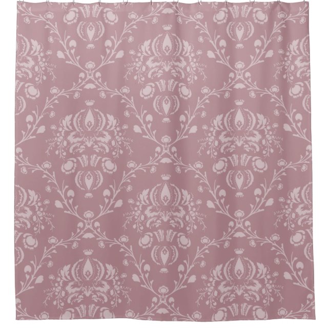 Cortina De Ducha Damasco morado y blanco (Anverso)