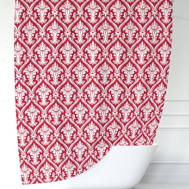 Cortina De Ducha Damasco Rojo y Blanco (Subido por el creador)