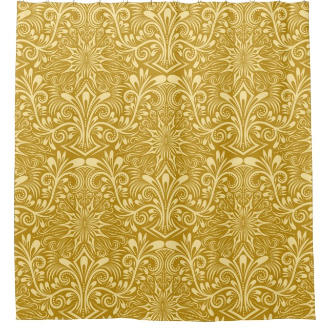 Cortina De Ducha Damask seamless pattern repeating background. Gold (Anverso)