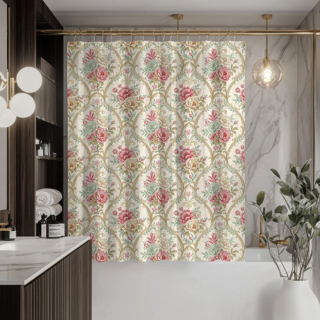 Cortina De Ducha Damask Shower Curtain Soft Pastel Victorian Feel (Damask Shower Curtain Soft Pastel Victorian Feel)