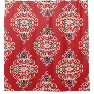 Cortina De Ducha Damask Vintage: Flourish Seamless Pattern.